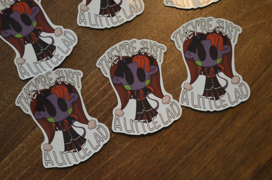 Sticker - They're Just A Little Lad (Red Jester Alien)