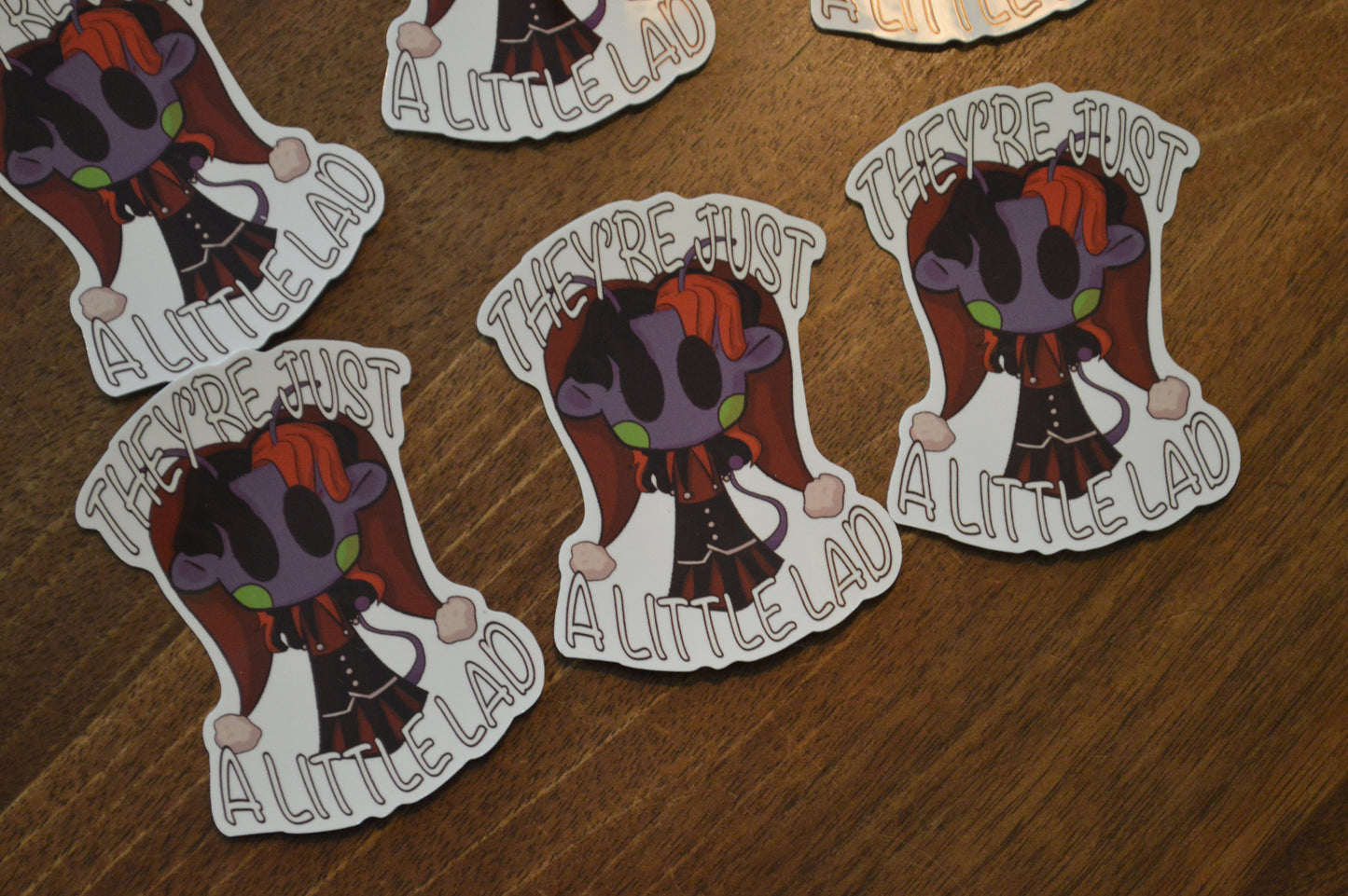 Sticker - They're Just A Little Lad (Red Jester Alien)