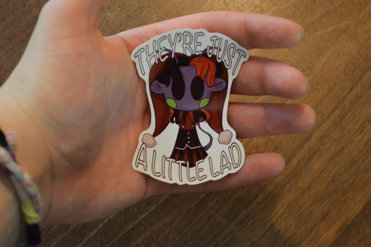 Sticker - They're Just A Little Lad (Red Jester Alien)