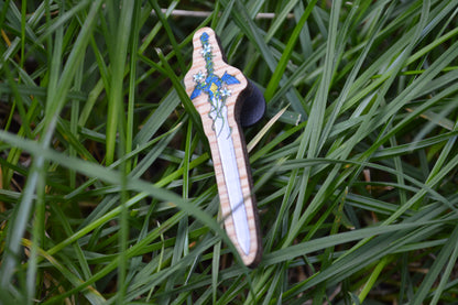Wooden Pin - Sword with Flowers